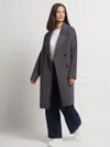 Guards London Women's Grey Flora Wool Cashmere Double Breasted Coat - Pewter In Gray