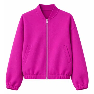 Guards London Women's Lora Wool Cashmere Bomber Jacket - Bright Pink