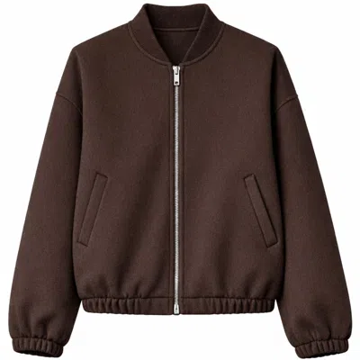 Guards London Women's Lora Wool Cashmere Bomber Jacket - Chocolate Brown