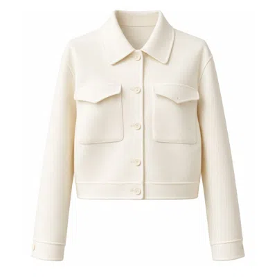 Guards London Women's White Arabella Wool Cashmere Short Jacket - Cream