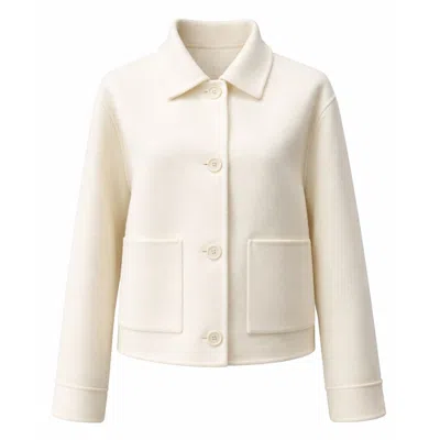 Guards London Women's White Daisy Wool Cashmere Boxy Jacket - Cream