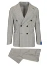 Guarinucci Double-breasted Pinstriped Suit Dresses Grey In Grey