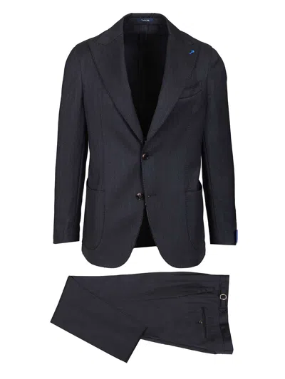 Guarinucci Abito Lancia 2 Tasche Toppa Resca Pantalone Pinces Cint.laterale Solaro 100 Lana Jackets Blue