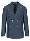 Guarinucci Double-breasted Blazer In Washed Denim Jackets Blue In Blue
