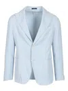 Guarinucci Cotton Linen Blazer Jackets Light Blue In Blue