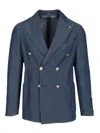 Guarinucci Double-breasted Blazer In Washed Denim Jackets Blue In Blue