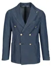 Guarinucci Double-breasted Blazer In Washed Denim Jackets Blue