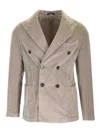Guarinucci Double-breasted Blazer In Washed Denim In Neutral