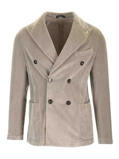Guarinucci Double-breasted Blazer In Washed Denim In Neutral