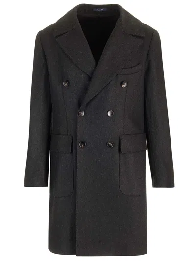 Guarinucci Double-breasted Herringbone Coat Coats Grey