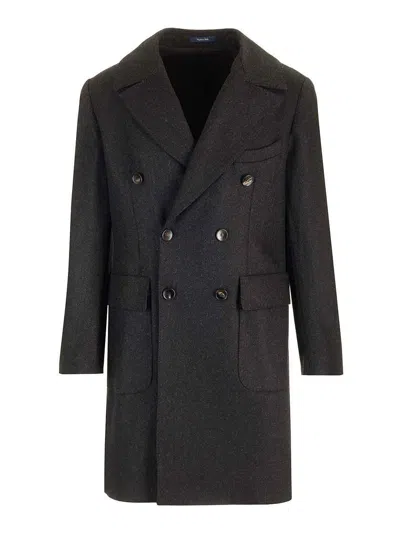 GUARINUCCI DOUBLE-BREASTED HERRINGBONE COAT