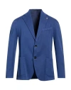 Guarinucci Man Blazer Blue Size 46 Cotton, Lyocell, Elastane In Blue