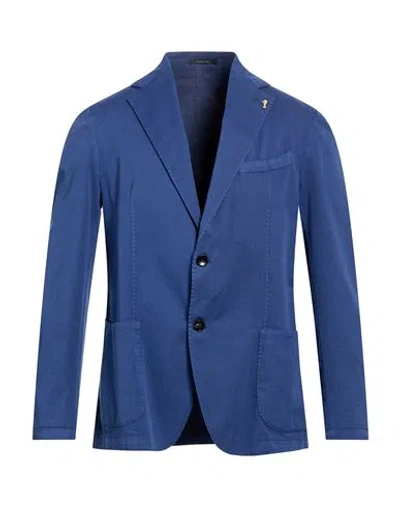 Guarinucci Man Blazer Blue Size 46 Cotton, Lyocell, Elastane