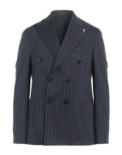 Guarinucci Man Blazer Midnight Blue Size 44 Polyester, Viscose, Elastane In Gray