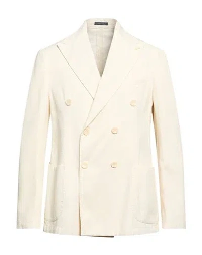 Guarinucci Man Blazer Off White Size 40 Cotton In Blue