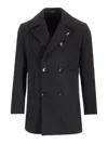 Guarinucci Short Double-breasted Coat Jackets Blue In Black