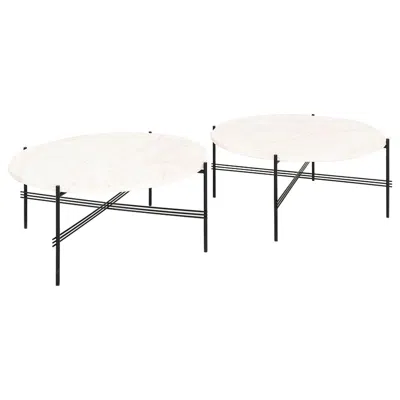 Pre-owned Gubi 2024 Gamfratesi For  Ts Outdoor Coffee Table W/ Neutral White Travertine Top