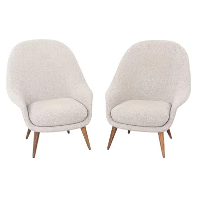 Pre-owned Gubi 2024 Pair Of Gamfratesi For  High Back Bat Lounge Chair Upholstery In Brown