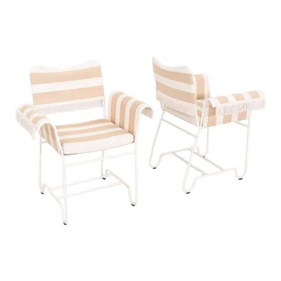 Pre-owned Gubi 2024 Pair Of Mathieu Mategot For  Tropique Dining Chairs With Fringes In Sand