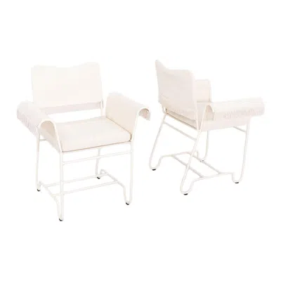 Pre-owned Gubi 2024 Pair Of Mathieu Mategot For  Tropique Dining Chairs With Fringes In White