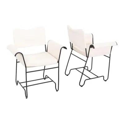 Pre-owned Gubi 2024 Pair Of Mathieu Mategot For  Tropique Dining Chairs Without Fringes In Gray