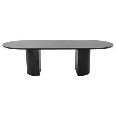 Pre-owned Gubi 2024 Space Copenhagen For  Moon Dining Table Elliptical With Column Base In Brown