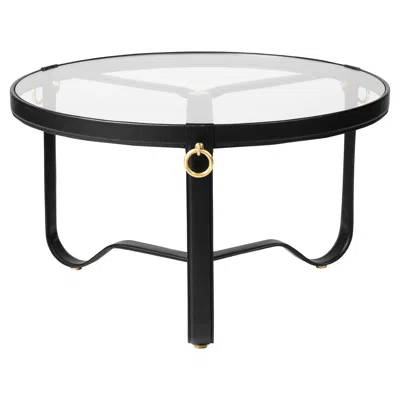 Pre-owned Gubi Adnet Coffee Table Black Leather Ø70 Cm By Jacques Adnet