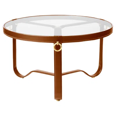 Pre-owned Gubi Adnet Coffee Table Tan Leather Ø70 Cm By Jacques Adnet In Brown