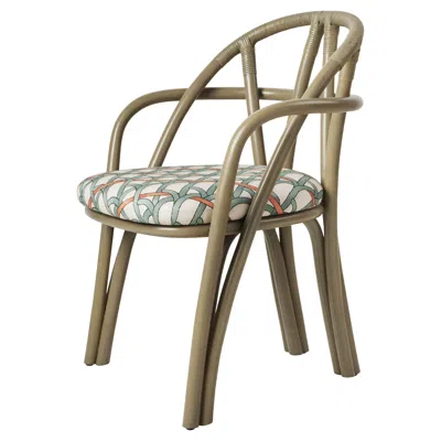 Pre-owned Gubi 'bistra' Dining Armchair In Olive Stained Rattan By Amdl Circle For  In Brown