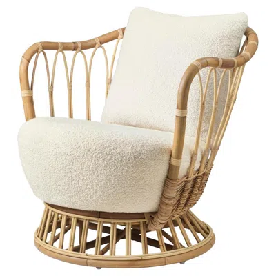 Pre-owned Gubi Customizable  Grace Rattan Lounge Chair By Tove Kindt Larsen In Sand
