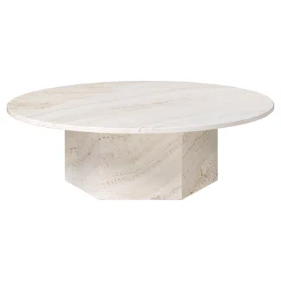 Pre-owned Gubi Epic Coffee Table Neutral White Travertine Ø110 Cm By Gamfratesi