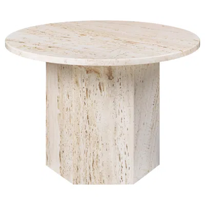Pre-owned Gubi Epic Coffee Table Neutral White Travertine Ø60 Cm By Gamfratesi