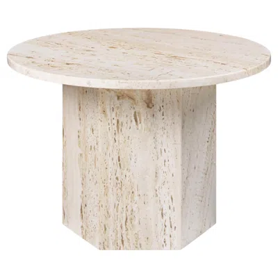 Pre-owned Gubi Epic Coffee Table, Round - Ø60, Neutral White Travertine By Gamfratesi For