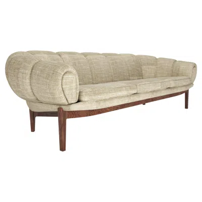Pre-owned Gubi Fabric 'croissant' Sofa By Illum Wikkelsø For  With Walnut Legs In Brown