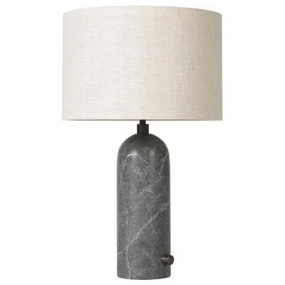 Pre-owned Gubi Gravity Table Lamp Grey Marble Canvas Shade 49 Cm By Space Copenhagen In Gray