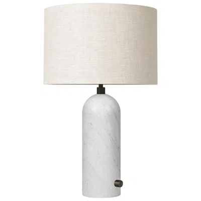 Pre-owned Gubi Gravity Table Lamp White Marble Canvas Shade 49 Cm By Space Copenhagen