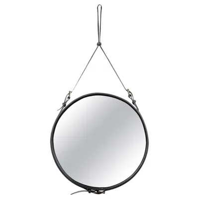 Pre-owned Gubi Jacques Adnet Medium 'circulaire' Mirror In Black Leather For