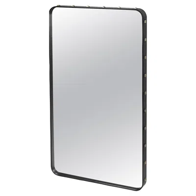 Pre-owned Gubi Jacques Adnet 'rectangulaire' Wall Mirror In Black Leather For