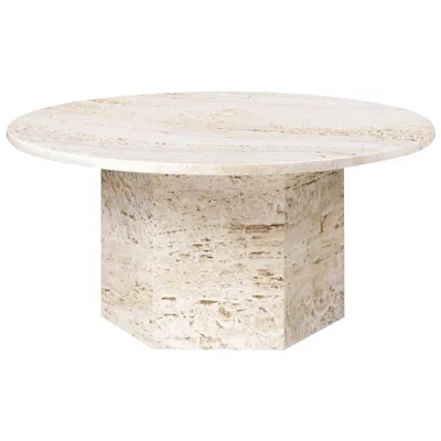 Pre-owned Gubi Medium Travertine 'epic' Table In Neutral White By Gamfratesi For
