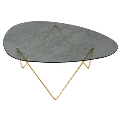 Pre-owned Gubi Pedrera Coffee Table In Brass Base And Smoke Glass By Corsini&ruiz Millet In Black
