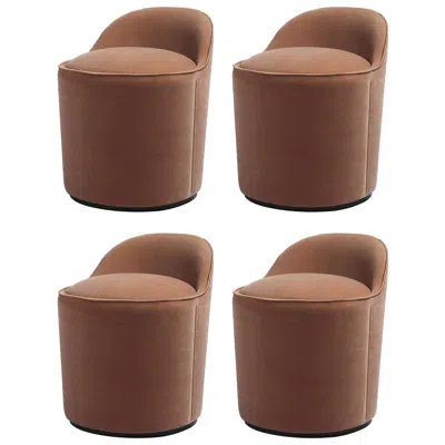 Pre-owned Gubi Set Of Four Tail Lounge Chairs, Low Back, Matte Black Base, Vidar 0554 Fabric