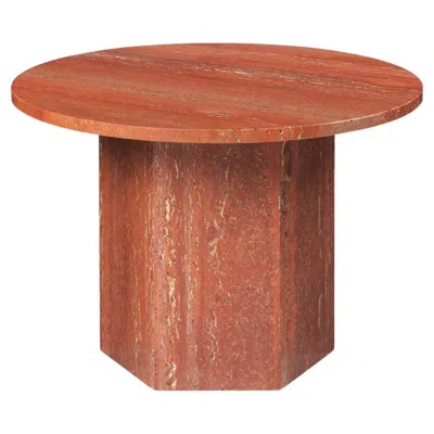 Pre-owned Gubi Small Travertine 'epic' Table In Burnt Red By Gamfratesi For