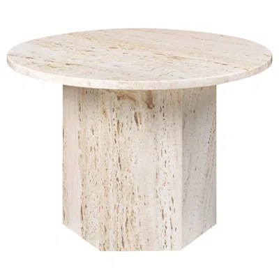 Pre-owned Gubi Small Travertine 'epic' Table In Neutral White By Gamfratesi For