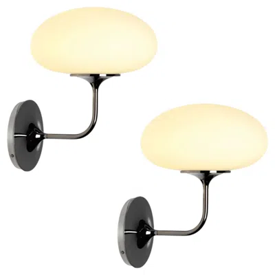 Pre-owned Gubi 'stemlite' Black Chrome And Opal Glass Wall Light By Bill Curry For  Origin