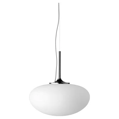 Pre-owned Gubi Stemlite Pendant Lamp In Frosted Glass And Black Chrome By Bill Curry