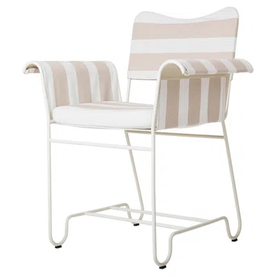 Pre-owned Gubi Tropique Outdoor Armchair In White Base, Strip Beige By Mathieu Matégot