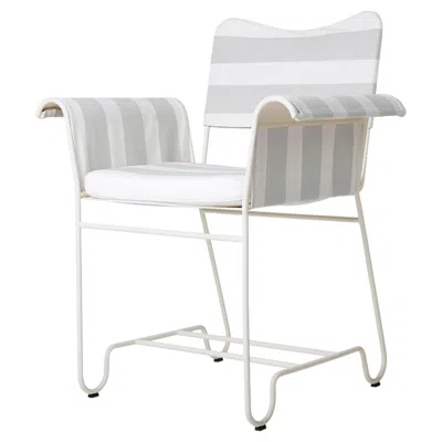 Pre-owned Gubi Tropique Outdoor Armchair In White Base, Strip Blue By Mathieu Matégot
