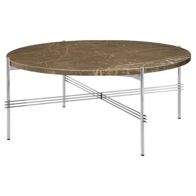 Pre-owned Gubi Ts Coffee Table In Polished Steel Base - Round, Ø80 By Gamfratesi In Brown