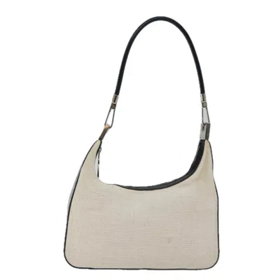 Gucci -- Beige Cotton Shoulder Bag () In White