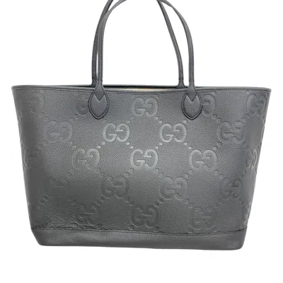 Gucci -- Black Leather Tote Bag () In Gray